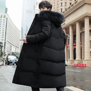 캐주얼 겨울 남성 따뜻한 롱 후드 오리 다운 재킷 모피 칼라 분리형 블랙 루즈 퍼퍼 코트 아웃웨어 Thicken Top Parkas