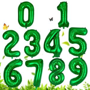 1pcs 32inch 대형 짙은 녹색 숫자 풍선 봄 정글 사파리 생일 파티 호일 풍선 0 1 2 3 4 5 6 7 8 9 글로브 공