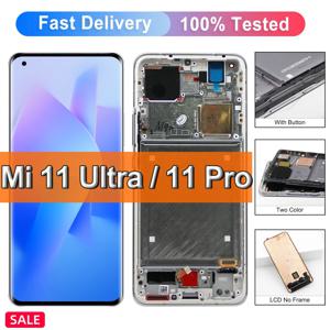 샤오미 미 11 프로 11 프로용 슈퍼 AMOLED LCD 터치 스크린, 샤오미 미 11 울트라 Mi11 울트라 M2102K1G M2102K1C 디스플레이 및 프레임, 6.81 인치