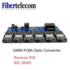 역방향 POE 스위치 100M PCBA 보드 광섬유 미디어 변환기 2 RJ45 - 6 SC 광 커넥터 3A+3B 포트 20KM 이더넷