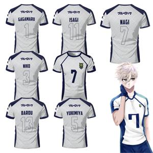 2025 신 남성용 블루 잠금 애니메이션 Nagi 축구 유니폼 티셔츠 여성용 라운드 넥 스포츠 탑 아동 캐주얼 반소매 티셔츠