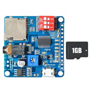음성 재생 모듈 MP3 플레이어 모듈 + 1GB 메모리 카드 UART I/O 트리거 클래스 D 증폭기 보드 5W DY-SV5W-AB01