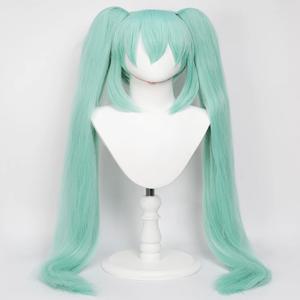 하츠네 미쿠 애니메이션 코스프레 가발, 110cm 더블 포니테일 합성 섬유 가발, 할로윈, 크리스마스
