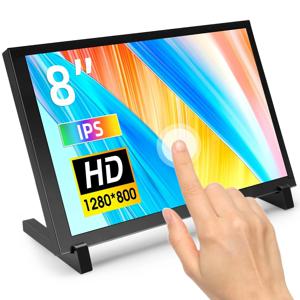 Elecrow 8인치 HD 터치 모니터 1280*800 RPi 5/400/4/3 Win 11/10/8/7 Jetson Nano용 스탠드 백라이트가 있는 휴대용 IPS 디스플레이