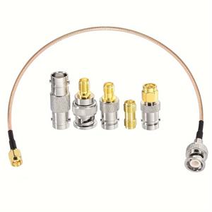 SMA 남성-BNC 남성 케이블 20CM + 5pcs RF 동축 어댑터 키트 SMA-BNC 케이블 RF 애플리케이션/안테나 용 SMA BNC 어댑터 케이블 키트