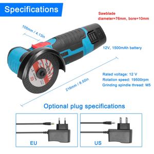 12V 무선 전기 앵글 그라인더 19500rpm 리튬 배터리 미니 연마 연삭 기계 다이아몬드 커팅 파워 그라인더