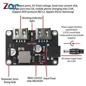 DC-DC 스텝다운 모듈 9V/12V/24V ~ 5V5A 휴대폰 차량용 USB 충전기 케이스가 있는 듀얼 USB 출력 고속 고속 충전기 회로 기판