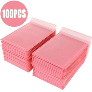 100개입 핑크 폴리 버블 메일러, 자체 접착식 패딩 봉투, 책/잡지용 선물 포장 봉투, 자체 접착식 메일러