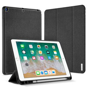 DUX DUCIS DOMO 시리즈 삼단 접이식 스탠드 PU 가죽 스마트 자동 절전/웨이크 커버 (펜 홀 포함) iPad 9.7인치 (2018) / (2017) 호환