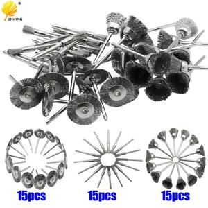 45pcs 미니 로터리 스테인레스 스틸 와이어 휠 와이어 브러시 작은 와이어 브러쉬 세트 dremel 미니 드릴 로타리 도구 액세서리