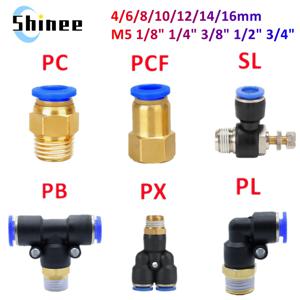 공압 공기 커넥터 피팅 PC/PCF/SL/PB/PX/PL 10mm 12mm 14mm 16 스레드 M5 3/4 