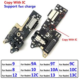 새로운 USB 충전 포트 보드 플렉스 케이블 커넥터 Xiaomi Redmi 8 8A 9 9C 9A 9T 10C 12C 10A 10 12 12C 13C 13 4G 5G 마이크