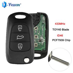 YIQIXIN 플립 원격 ID46 칩 현대 i30 ix35 TOY40 블레이드 Kia Sportage Picanto 3 Rio K2 K5 Cerato Ceed 자동차 키 433Mhz