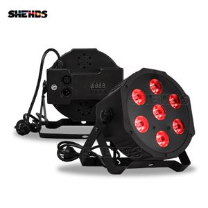 SHEHDS LED 7x12W RGBW 플랫 파 라이트 고정 플러그 매우 조용한 팬 가족 생일 파티 디스코 가족 클럽 무대 효과 조명