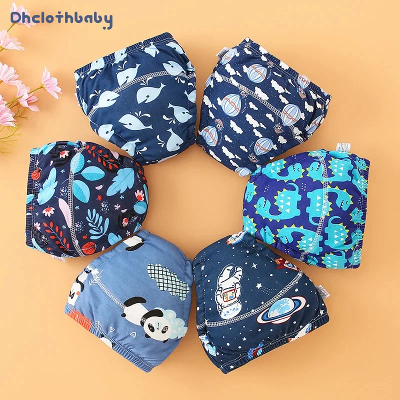 4PCS 아기 방수 기저귀 오줌 반바지 속옷 재사용 가능한 부드러운 생태 면화 유아 변기 훈련 바지 소년 소녀
