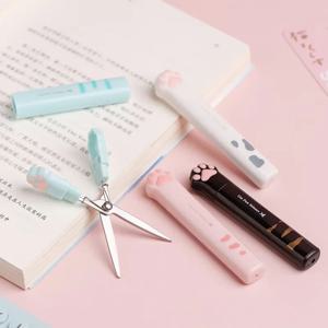 1 Pc 귀여운 카와이 스크랩북 종이 성인 안전 유틸리티 어린이 학생 휴대용 소형 미니 포켓 가위 커터 편지지