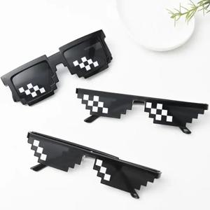 모자이크 선글라스 멋진 파티 빈티지 음영 안경 남성용 Pixelated 선글라스 Black Funny Women Glasses