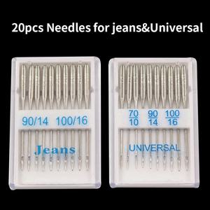 20pcs 재봉틀 바늘 청바지 유니버설 일반 포인트 바느질 바늘 홈 재봉틀 용품에 대 한 볼 포인트 머리