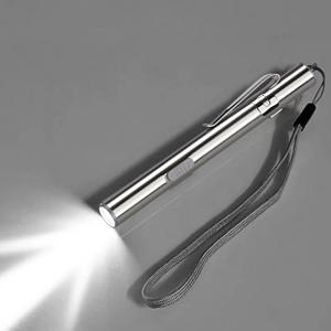 미니 휴대용 의료 핸디 LED 펜 라이트 손전등, USB 충전식 치과 의사 간호사 토치, 스테인레스 스틸 클립 포함