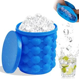 2-in-1 실리콘 버킷 아이스 큐브 메이커 간편한 냉동 및 서빙 바 클럽에 적합 필수 Drinkware 주방 액세서리