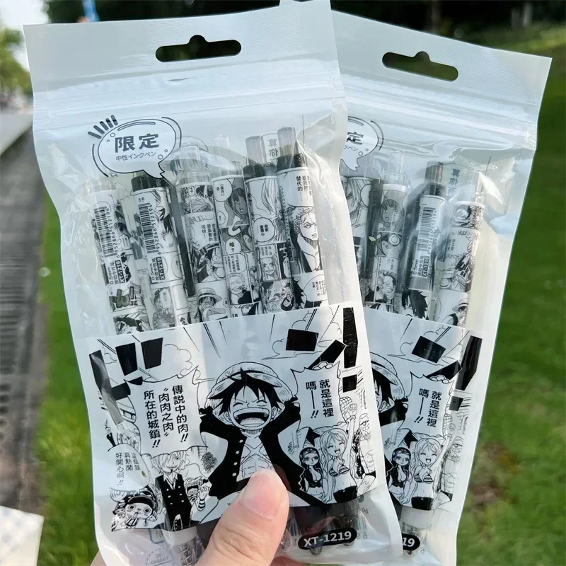 6Pcs Anime 원피스 0.5mm 펜 Luffy Zoro Sanji 나미 Usopp Robi 젤 펜 학교 사무용품 용품 선물 어린이 장난감