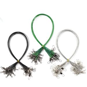 20pcs 안티 바이트 스틸 낚시 라인 스틸 와이어 리더 회전 낚시 액세서리 리드 코어 가죽 끈 낚시 와이어 15CM-50CM