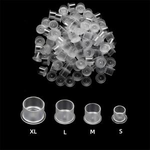 JC TATTOO 100pcs 일회용 문신 잉크 캡 S/M/L/XL 문신 잉크 컵 기본 투명 플라스틱 안료 영구 화장 용기