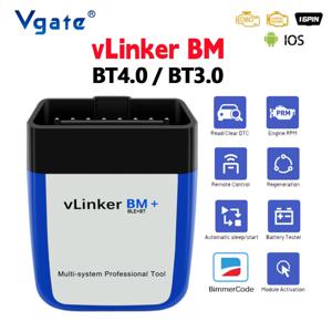 Vgate vLinker BMW 자동 스캐너용 블루투스 4.0, 안드로이드 iOS OBD2 자동차 진단 도구, Bimmercode PK ELM 327 V1 5, BM ELM327