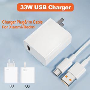 33W USB 고속 충전기 Xiaomi Redmi Note 13 12 11 10 iPhone 용 빠른 충전 휴대 전화 전원 어댑터 Samsung EU/US 플러그 충전기