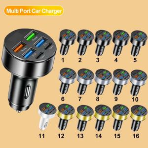100W 6/10포트 차량용 고속 충전기 PD QC3.0 USB C 차량용 휴대폰 충전기 타입 C 어댑터 (아이폰, 샤오미, 삼성, 화웨이용)