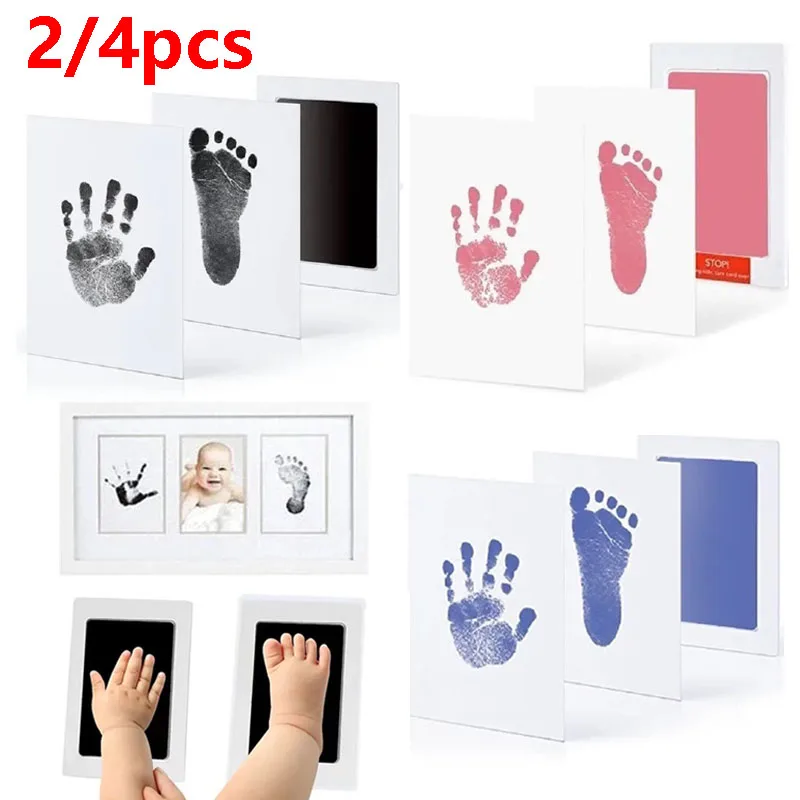 2/4pc 아기 손 자국 발자국 잉크 패드 안전 무독성 터치 없음 피부 Inkless 잉크 패드 키트 애완 동물 고양이 개 발 인쇄 기념품 선물