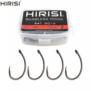Hirisi 50pcs 코팅 높은 탄소 스테인레스 스틸 Barbless 후크 8012 낚시 후크 낚시 도구 액세서리