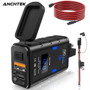 Anchtek 오토바이 USB 충전기 전원 어댑터 공급 소켓, 빠른 충전, C 타입 PD 오토바이 휴대폰 충전기, 6.4A, 12V, QC3.0