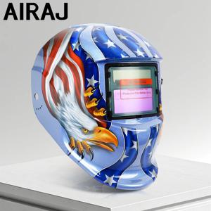 AIRAJ 용접 헬멧 TIG MIG ARC 용접기 기계 용 자동 어두워지는 용접 마스크 대형 뷰 트루 컬러 DIN9-13 93*42MM 비전