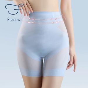 Flarixa 얼음 실크 배꼽 컨트롤 팬티 높은 허리 속옷 반바지 울트라 얇은 슬리밍 Shapewear 여성 부드러운 부드러운 Shapewear