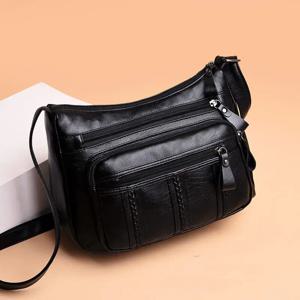 PU 다층 부드러운 가죽 여성 가방, 심플 숄더백, 엄마 가방, 크로스 바디 백, 숙녀 패션