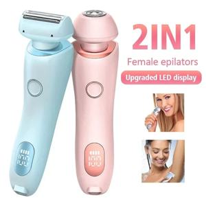 여성용 전기 면도기 2 In 1 비키니 트리머 페이스 면도기 겨드랑이 다리 용 제모 여성용 바디 트리머 IPX7 방수