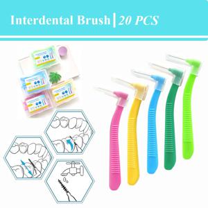 20pcs L 모양 0.6-1.2mm 치간 칫솔 상자 치열 교정 치과 도구 치아 청소 이쑤시개 구강 위생 치실