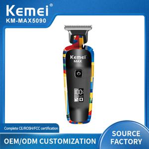 Kemei 전기 가위 패션 낙서 USB 면도 전기 푸셔 LED LCD 디지털 디스플레이 전문 이발사 KM-max5090
