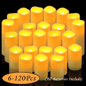 6-120Pcs LED 기둥 양초 배터리 구동 Flameless 양초 결혼식 콘서트 깜박이는 촛불 홈 장식/파티 용품