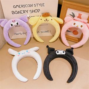 Sanrio Cinnamoroll Hairbands 멜로디 Kuromi Pompompurin 헤어 액세서리 소녀 페이스 워시 스포츠 머리띠 소녀 여성 선물