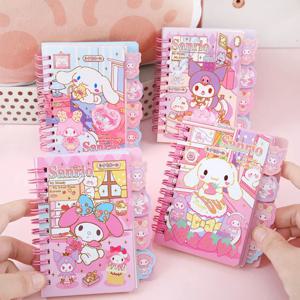 Kawaii Sanrio 코일 노트 만화 Cinnamoroll 인쇄 패턴 학생 문구 메모장 Kuromi 휴대용 핸드 레저 아이 선물