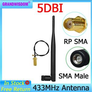 LORA 안테나 용 GWS 433Mhz 5dbi 433 mhz RP-IOT 커넥터 Lorawan SMA feMale 연장 코드 피그 테일 케이블 용 고무 방수