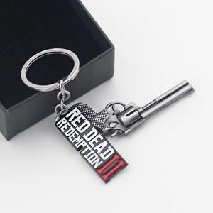 새로운 게임 주변 키체인 펜던트 쥬얼리 기념품 선물, 레드 데드 리뎀션 2 패션 게임 키체인, 3D 총 모델 로고 키링