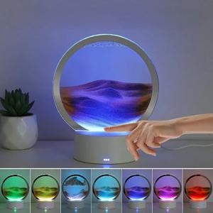 Quicksand 테이블 램프, 인터넷 빨간색 모래시계 감압 장식 3D 입체 모래 그림 수채화 다채로운 R
