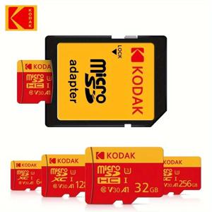 코닥 고속 ​ ​ 마이크로 SD 카드 U3 클래스 10, 최대 100MB/s, TF 메모리 카드(어댑터 포함) - 32GB, 64GB,128GB,256GB로 제공