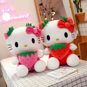 Kawaii Sanrio 헬로 키티 봉제 인형 장난감 딸기 KT 고양이 베개 인형 어린이 생일 선물 홈 인테리어 동물 인형