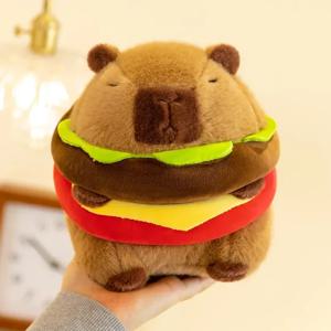 새로운 귀여운 햄버거 Capybara 봉제 인형 장난감 시뮬레이션 동물 인형 부드러운 어린이 장난감 생일 선물 Kawaii 룸 장식