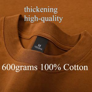 600grams 100% 코튼 남성 오버 사이즈 헤비급 티셔츠 여름 여성 반팔 탑 캐주얼 남성 티셔츠