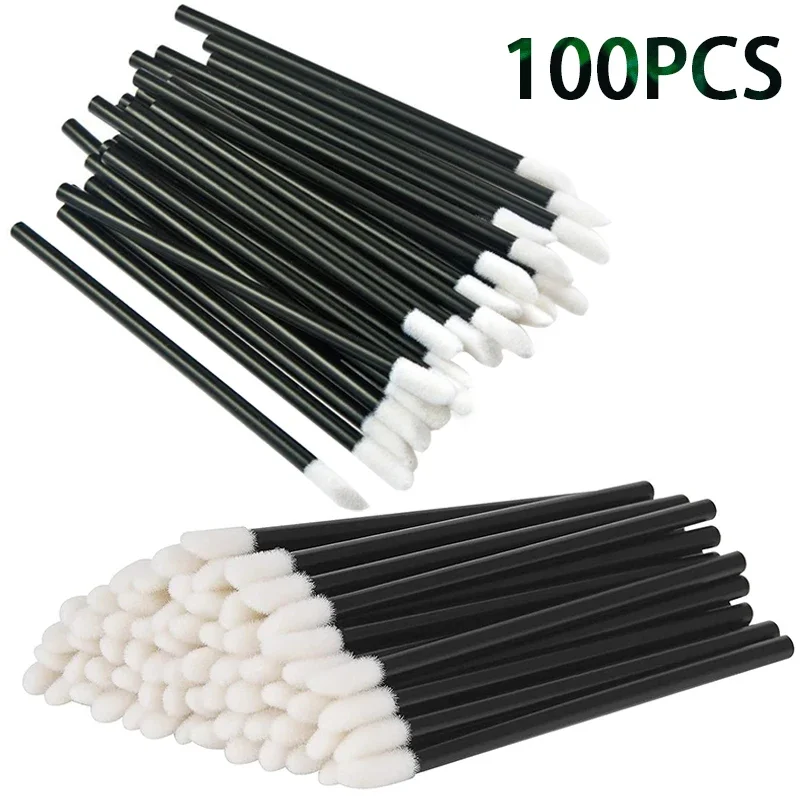 100PCS 일회용 립 브러쉬 메이크업 브러쉬 속눈썹 연장 애플리케이터 립스틱 완드 세트 화장품 다채로운 메이크업 도구